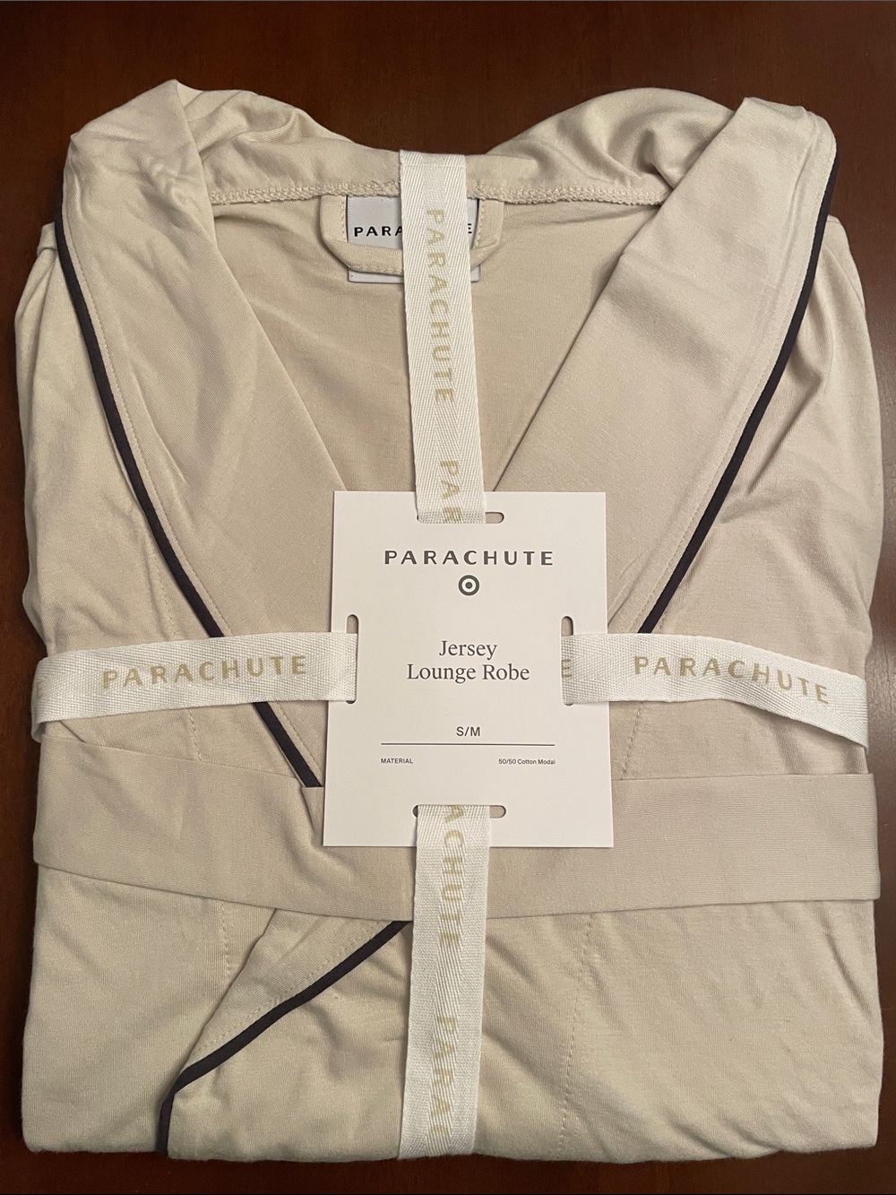 Parachute Unisex Cream Jersey Lounge Robe with Dark Contrast Trim